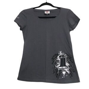 Harley-Davidson Mancuso Gray Wings Graphic Shirt Womens Sz S Biker Festival